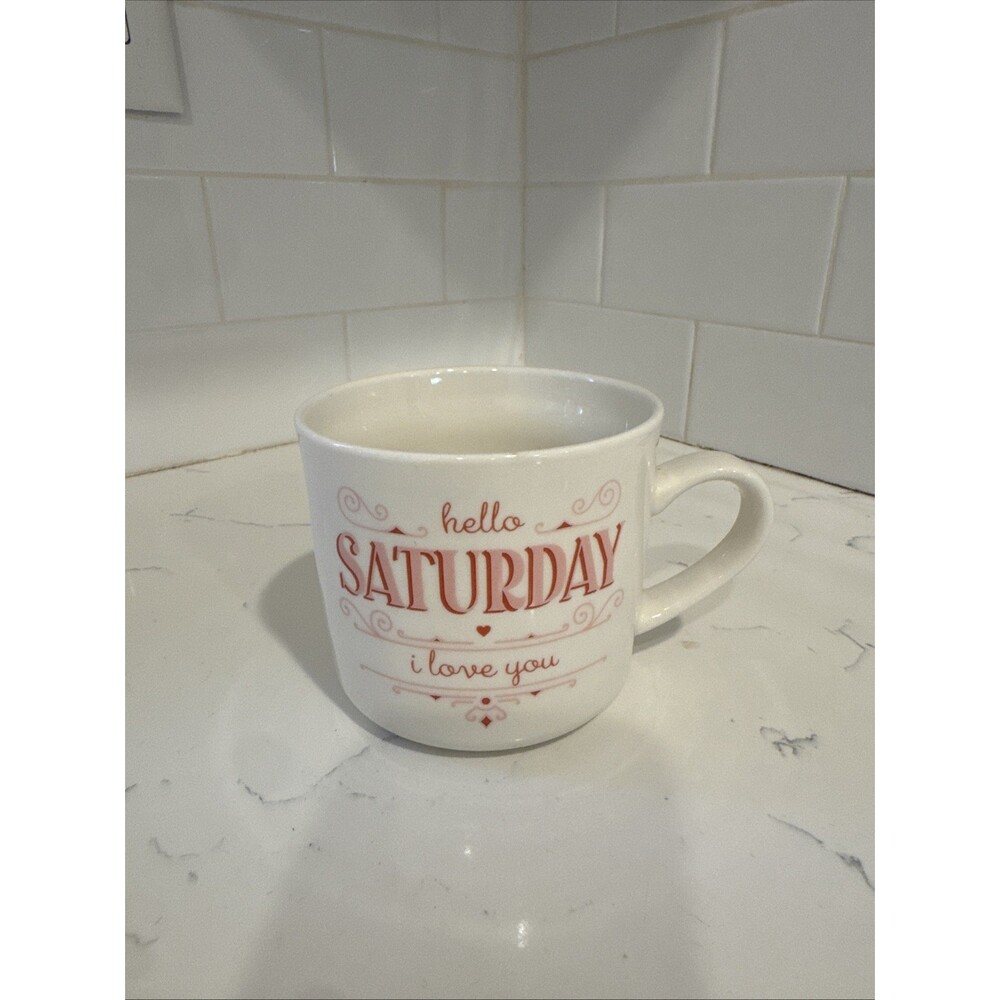 Hello Saturday I Love You Pink Opalhouse Stoneware 16 oz Coffee Mug from Target